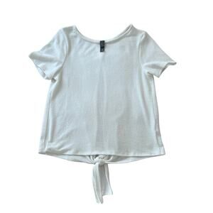 ALYA NWOT White Crew Neck Open Back Short Sleeve with Tie Detail Blouse Top - xs